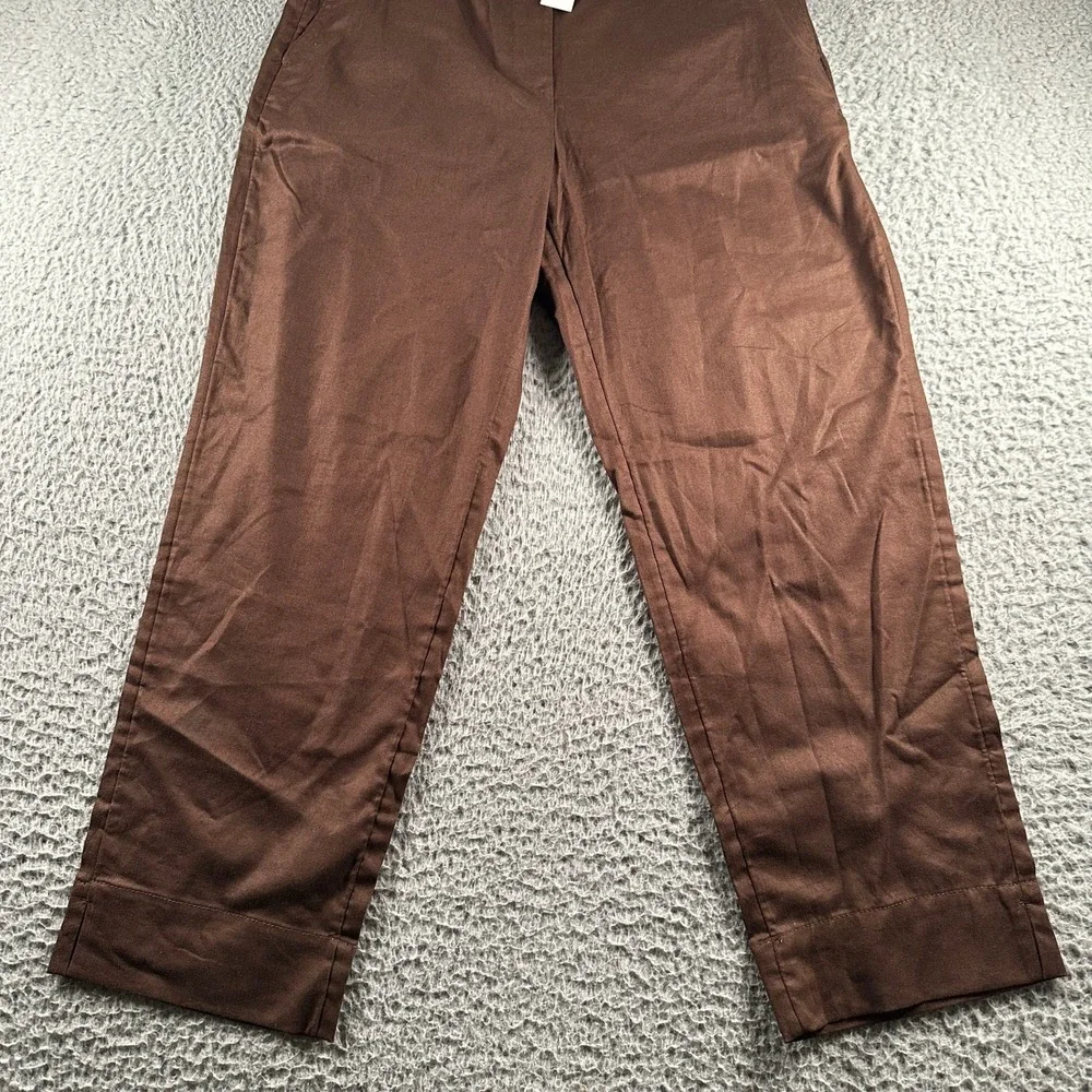 Banana Republic‎ Pants Womens M Tapered High-Rise Linen Blend Ankle Brown Casual